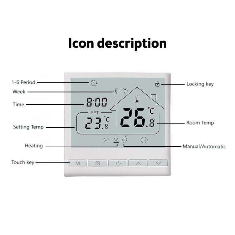 WIFI Floor Thermostat Support Tuya Smart Home App Remote Control Underfloor Heating Temperature Regulator, 220V 16A, 220V 3A