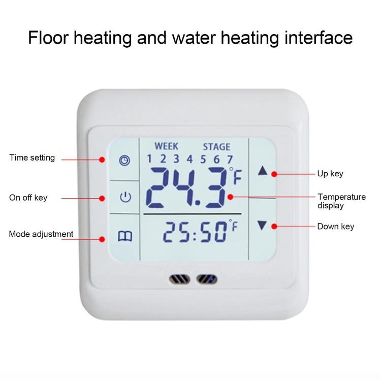 16A Floor Thermostat Underfloor Heating Temperature Regulator, No WiFi, WiFi Version