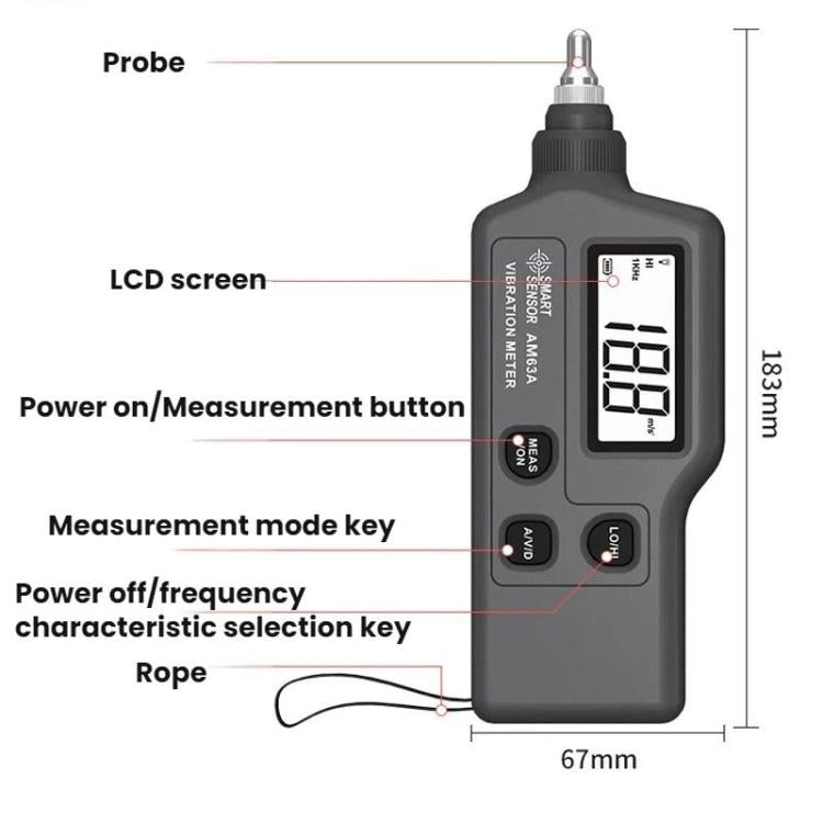 SMART SENSOR Explosion-Proof Handheld Portable High-Precision Motor Vibration Meter, SMART SENSOR AM63A