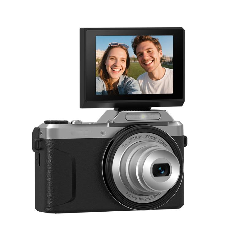 D27 4K Vlogging Camera 64MP Photo, 6x Optical Zoom, 180-Degree Flip Screen & WiFi Connectivity, D27 Black, D27 Brown