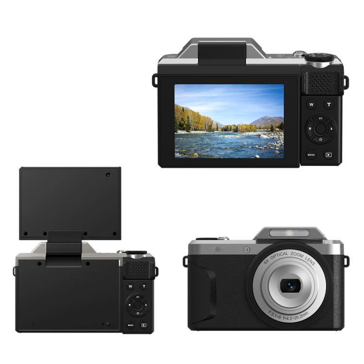 D27 4K Vlogging Camera 64MP Photo, 6x Optical Zoom, 180-Degree Flip Screen & WiFi Connectivity, D27 Black, D27 Brown