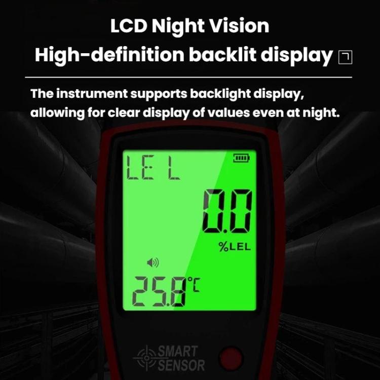 SMART SENSOR AS8800C Portable Digital Display Combustible Gas Detector High-Precision Alarm Gas Leak Detector, AS8800C