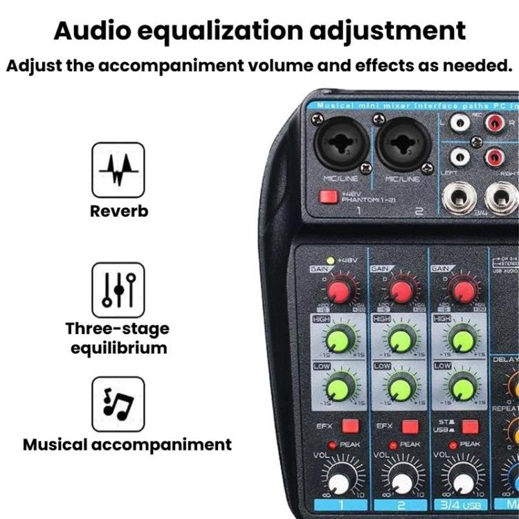 D4 4-Channel Mixer With Reverb Stage & Live Streaming Audio Mixer