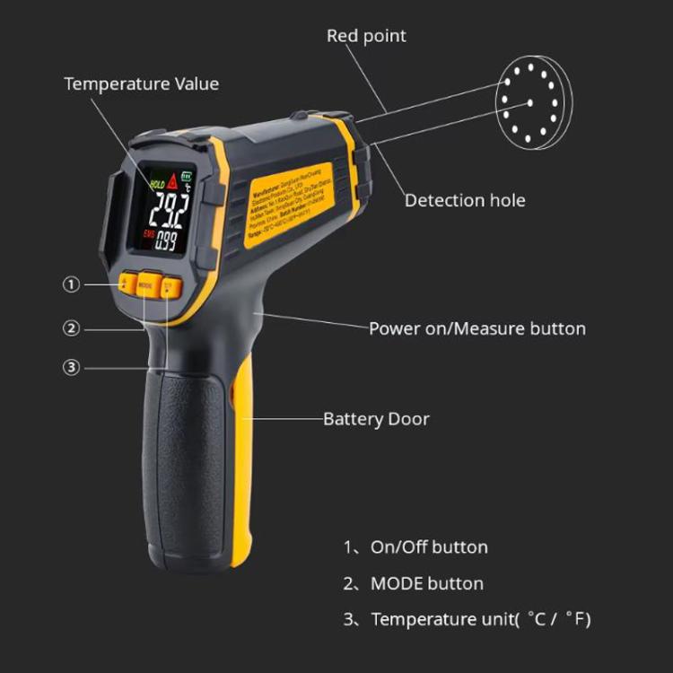 Industrial High-Precision Infrared Thermometer For Baking & Kitchen, SMART SENSOR ST490+