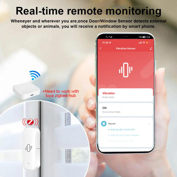 Smart Zigbee Vibration Motion Sensor App Control Security Protection Motion Shock Alarm, ZG-103ZL