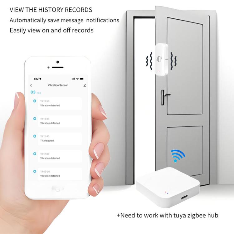 Smart Zigbee Vibration Motion Sensor App Control Security Protection Motion Shock Alarm, ZG-103ZL