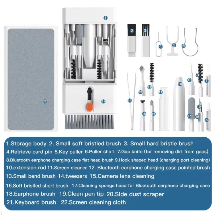 22-in-1 Electronics Cleaning Kit with Pop-Up Case All-in-One Tool Set for Keyboard, Phone, Camera, Earbuds