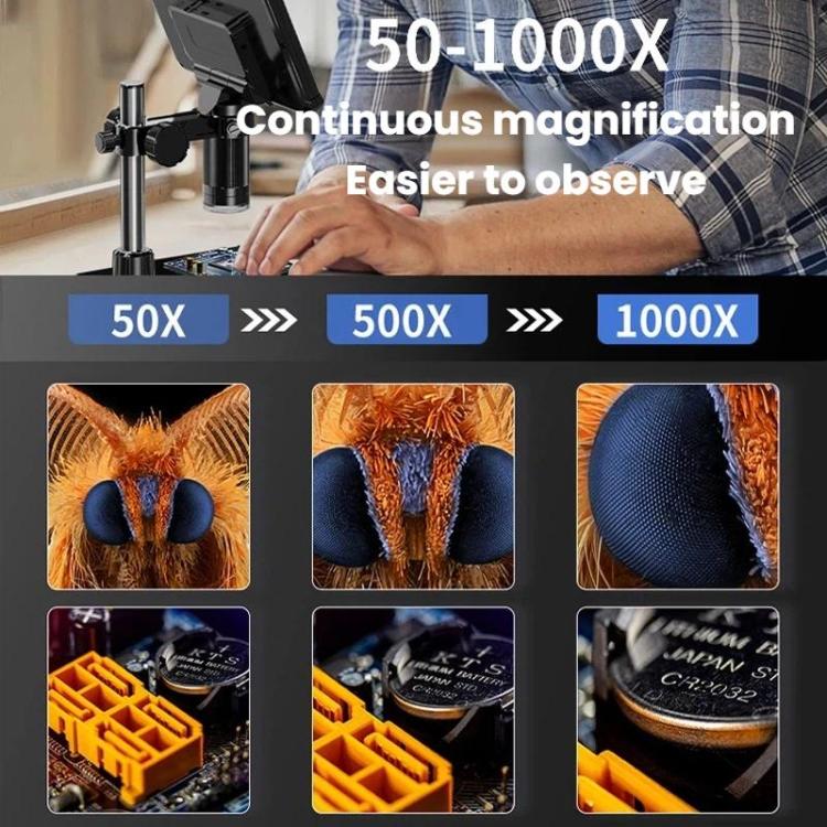 MK7 7 Inch Rotatable HD Display Digital Industrial Microscope Repair & Inspection Tool, Without Light, With Light