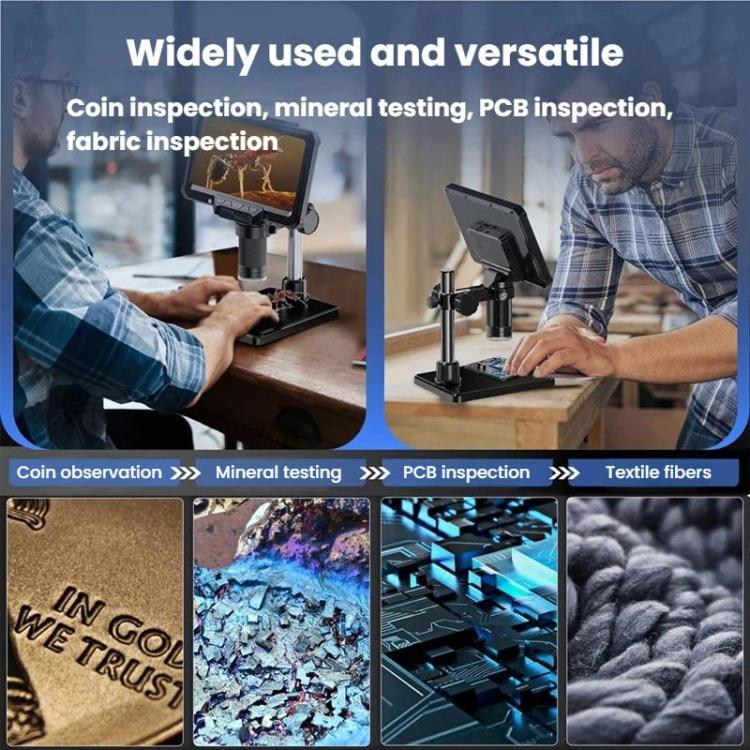 MK7 7 Inch Rotatable HD Display Digital Industrial Microscope Repair & Inspection Tool, Without Light, With Light