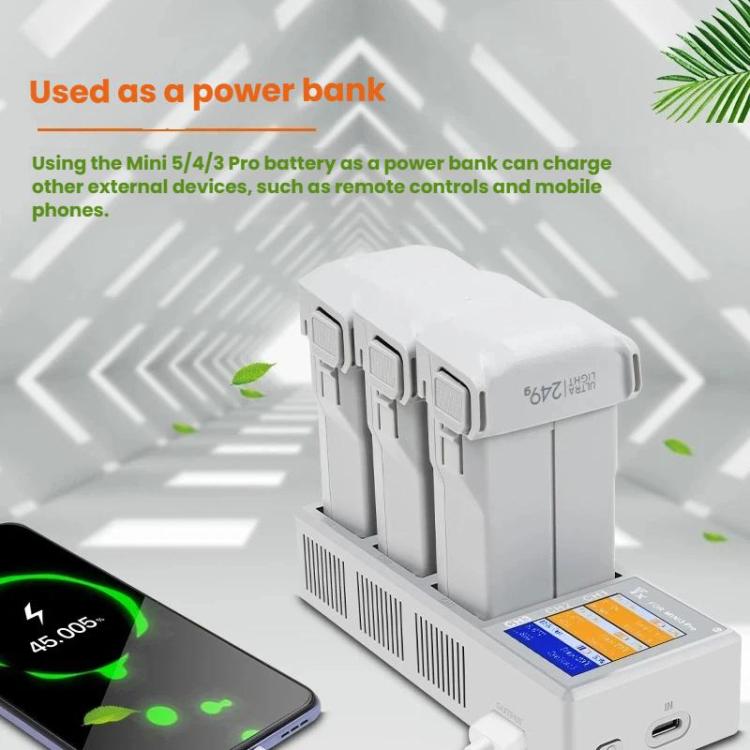 YX 100W 3-Bay LCD Charging Hub for DJI Mini 5 Pro/4/3 With Color Screen Fast Charger Station