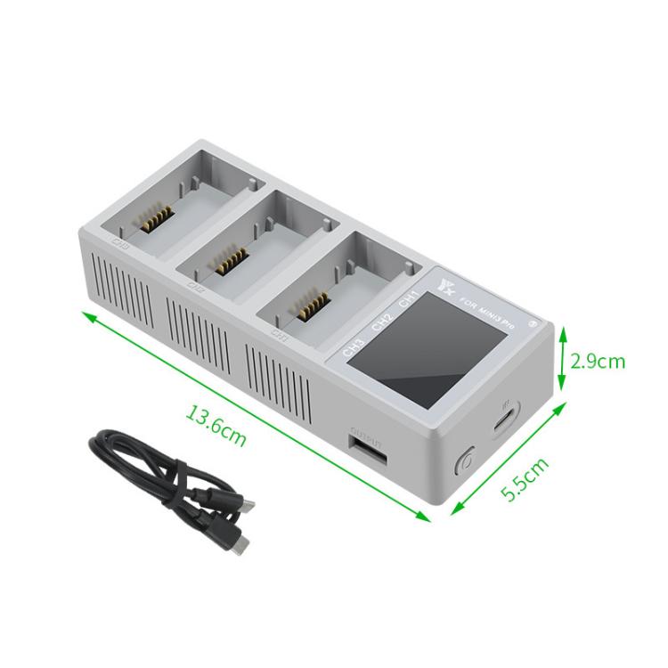 YX 100W 3-Bay LCD Charging Hub for DJI Mini 5 Pro/4/3 With Color Screen Fast Charger Station
