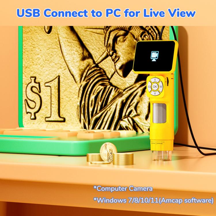 H113 Portable Handheld Digital Microscope Kids Microscope With LED Light