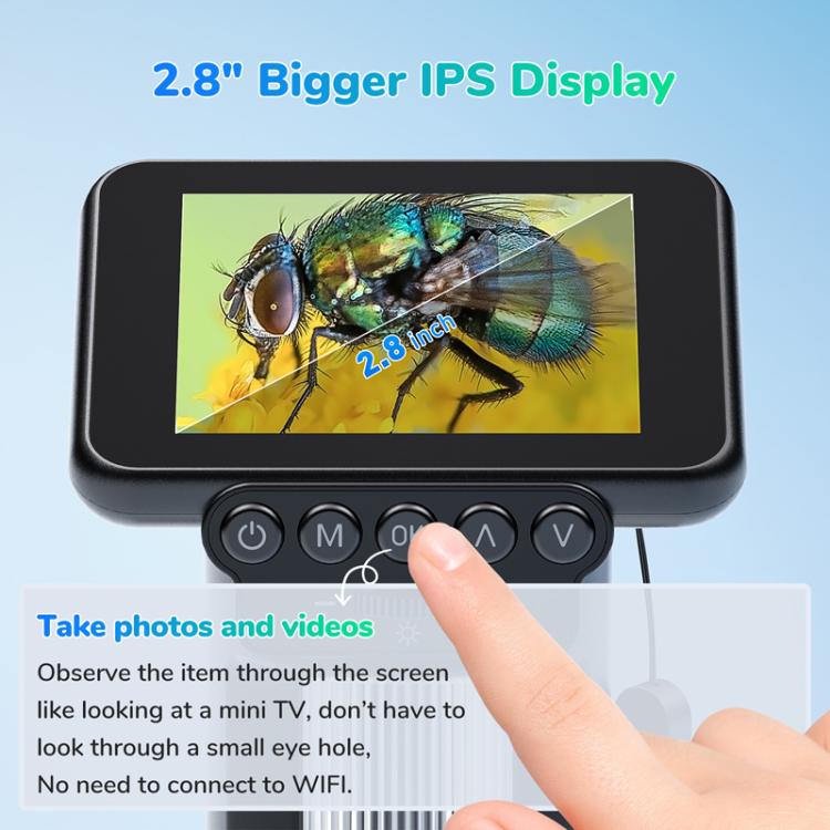 H013 2.8 Inch Digital Handheld HD Portable Electronic Microscope Rechargeable Kids Microscope With Light