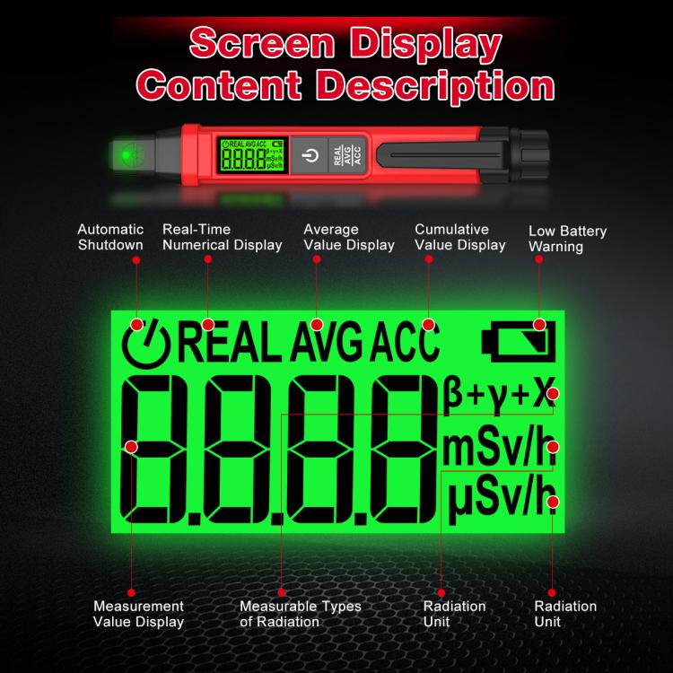 Nuclear Radiation Detection Pen Nuclear Contamination Meter Radioactive Material Detector, HT81