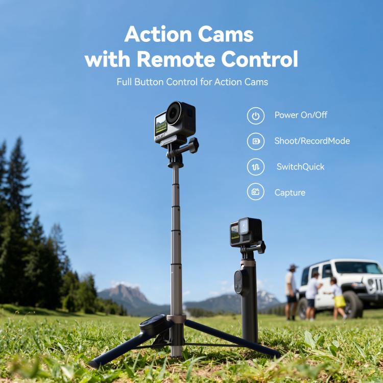 TELESIN Bluetooth Remote Control Selfie Stick Tripod For Action Cameras And Smartphones