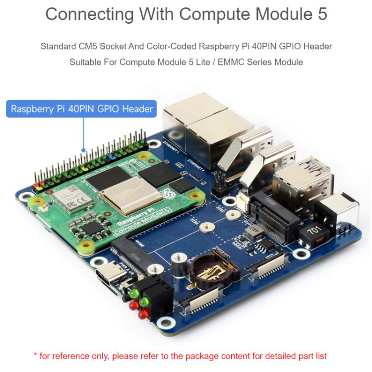 WAVESHARE CM5 Dual Network Port Expansion Board Onboard USB 3.2 Gen1 X 2, Supports PoE Module Connection, 32580