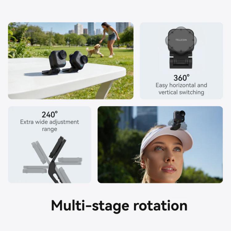 For Insta360 Go Ultra Camera TELESIN Magnetic Pivot Clip First-Person View Cap Mount Accessory
