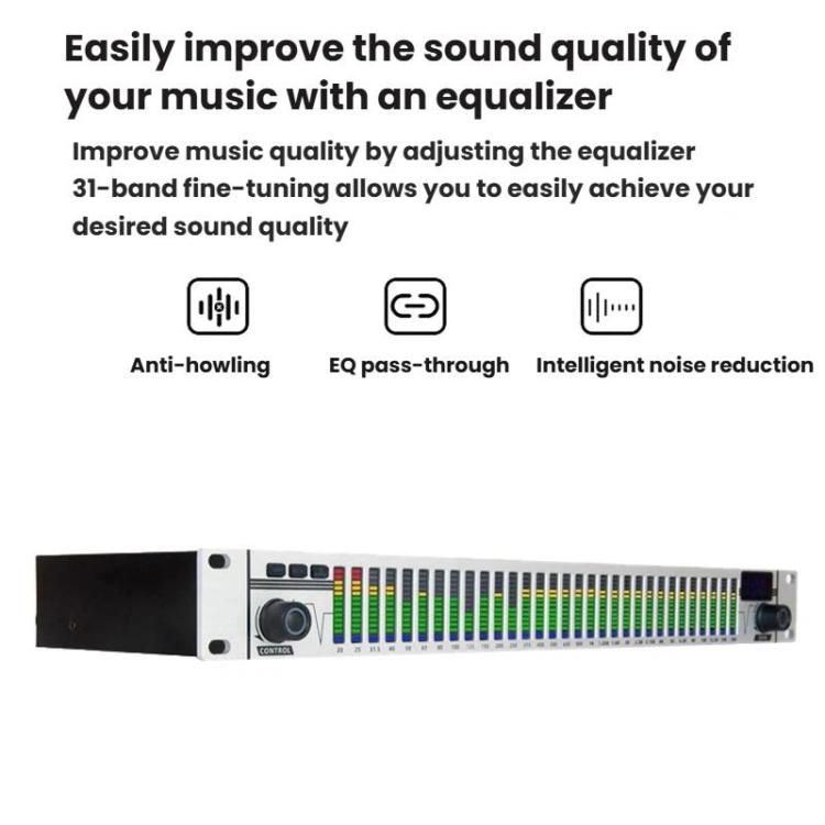 EQ-A31 Digital Equalizer Stage Home Karaoke Noise Reduction Audio Processor, EU Plug, US Plug, UK Plug, AU Plug