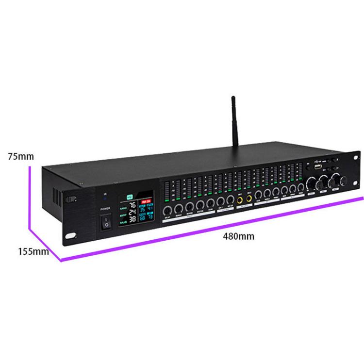 LD1500 Preamp Effects Processor Bluetooth Performance Reverb Processor Spectrum Equalizer Microphone Feedback Suppressor Tuner, US Plug, EU Plug, UK Plug, AU Plug