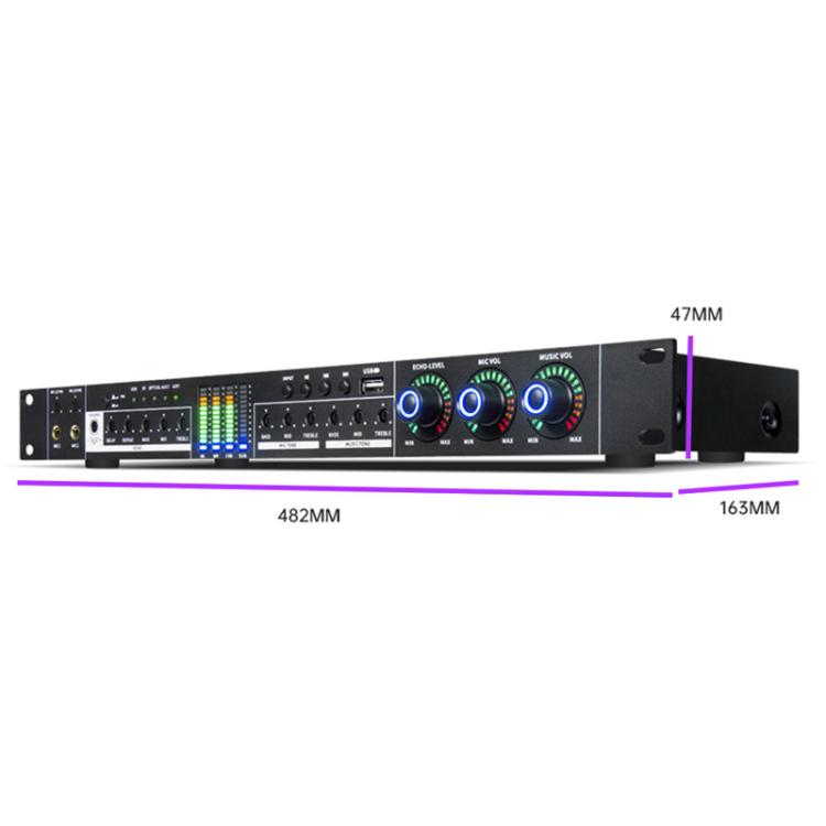 FX12L Preamp Effects Processor Bluetooth USB Home Stage Feedback Suppression Anti-Howling Processor, US Plug, EU Plug, UK Plug, AU Plug
