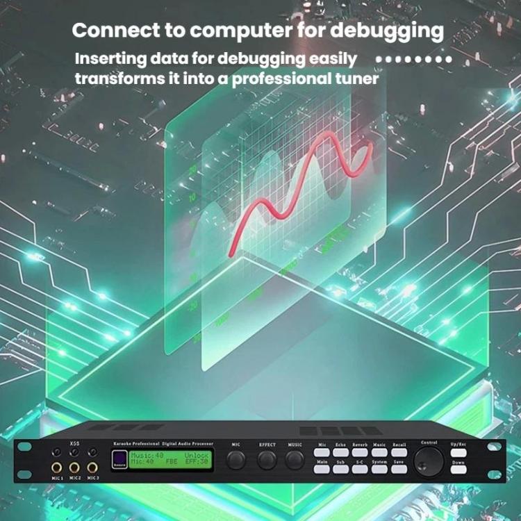 X5S Digital Effects Processor With Feedback Suppression Anti-Interference Treatment Reverb Equalization Adjustment, US Plug, EU Plug, UK Plug, AU Plug