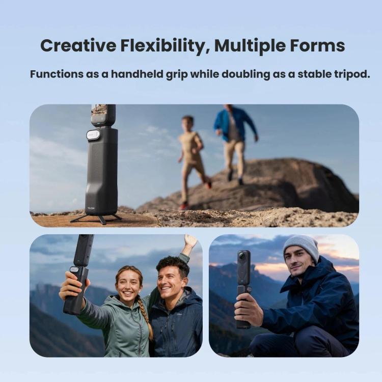 For Insta360 X5/X4 TELESIN Foldable Utility Grip Shooting Handle with Built-in Tripod