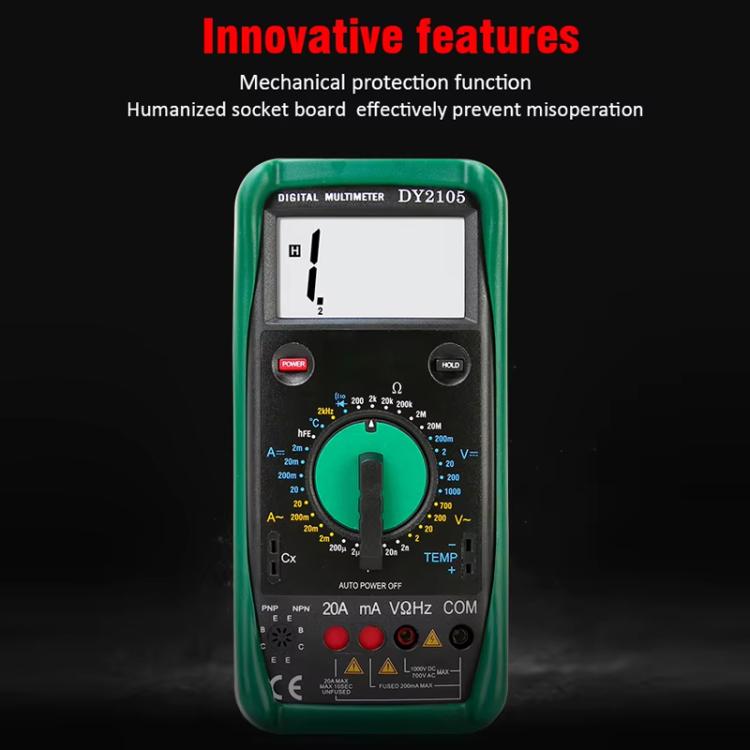 DUOYI AC/DC Voltage Resistance Testing Anti-Burn Digital Multimeter, DY2105