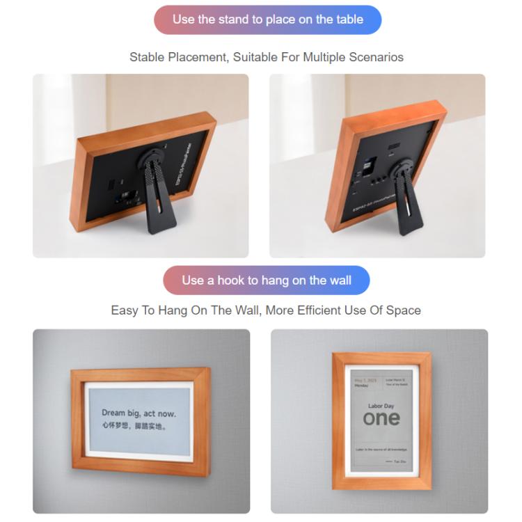 WAVESHARE ESP32-S3 7.3-Inch E6 Full-Color E-Paper Display With Solid Wood Frame 800 × 480 Resolution, 32408