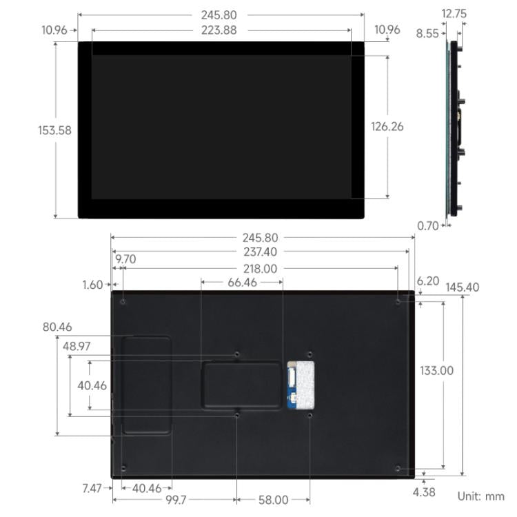 WAVESHARE 10.1-Inch DSI Tempered Glass Pane High Color Gamut Touchscreen 720 X 1280 Pixels, 32603