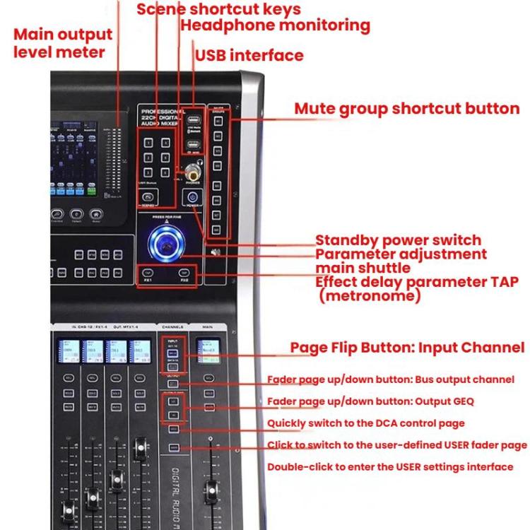 MDX22 USB Bluetooth 48V Phantom Power DSP Digital Mixer, US Plug, EU Plug, UK Plug, AU Plug