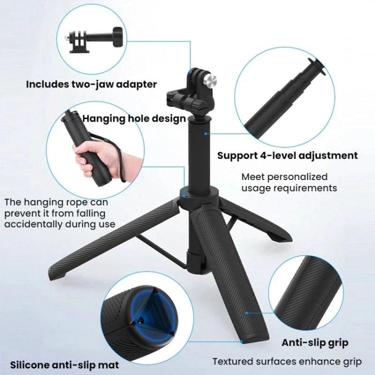 Flymile For DJI / GoPro / Insta360 Selfie Sticks Extension Tripods, 1/4 inch Version, Two-prong Version