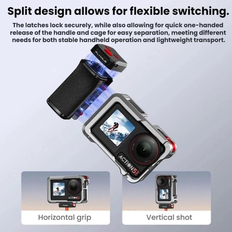 Flymile For DJI Magnetic Quick-Release Action Camera Street Shooting Handle, For Osmo Action 3 / 4 / 5 Pro, For Osmo Action 6