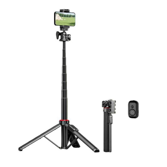 C15 Portable Remote Control Tripod Selfie Stick For Phone & Action Camera, 1/4 inch Adapter, Magnetic Quick-Release