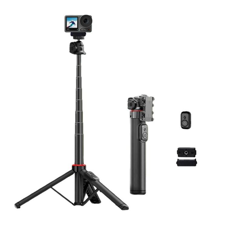 C15 Portable Remote Control Tripod Selfie Stick For Phone & Action Camera, 1/4 inch Adapter, Magnetic Quick-Release