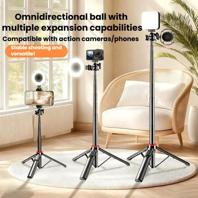 C15 Portable Remote Control Tripod Selfie Stick For Phone & Action Camera, 1/4 inch Adapter, Magnetic Quick-Release