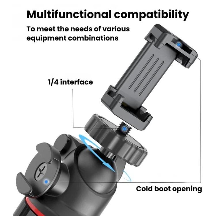 C15 Portable Remote Control Tripod Selfie Stick For Phone & Action Camera, 1/4 inch Adapter, Magnetic Quick-Release
