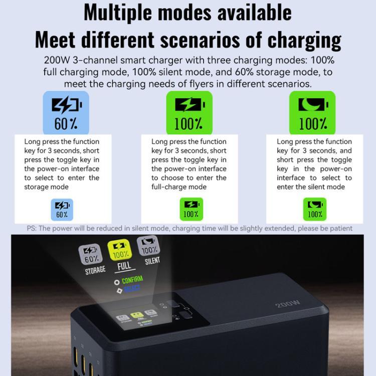 For DJI Air 3 / 3S LKTOP UC342 200W 3-Channel Charger Aerial Photography Charging Butler, US Plug, EU Plug
