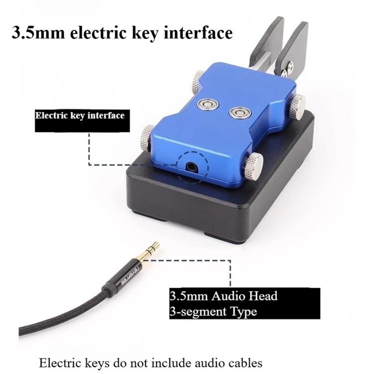 3.5mm Audio Dual-paddle Automatic Key Shortwave Radio Morse Code, Titanium Gray, Blue, Red