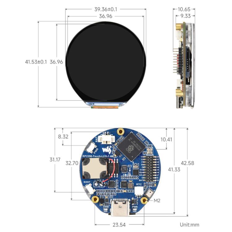 WAVESHARE RP2350 High-Performance Microcontroller Development Board Features 1.46-Inch Round Touchscreen Display, 32868