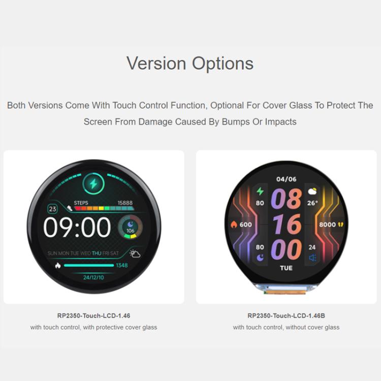 WAVESHARE RP2350 High-Performance Microcontroller Development Board Features 1.46-Inch Round Touchscreen Display, 32867