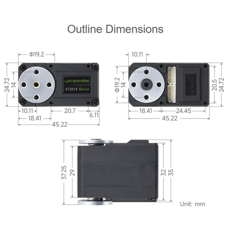 WAVESHARE High-Precision High-Torque 360-Degree Magnetic Encoder Serial Bus Servo Motor, 22414