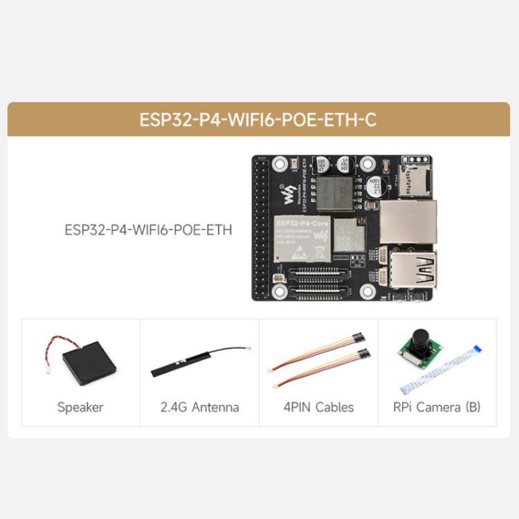 WAVESHARE ESP32-P4-WIFI6-POE-ETH Development Board Supports Power Over Ethernet (PoE), Package C