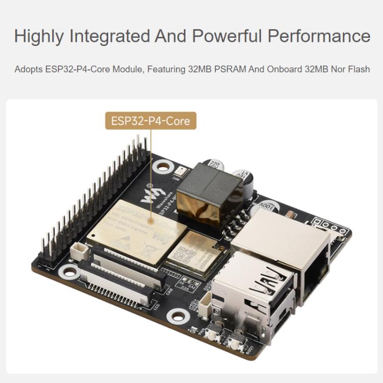 WAVESHARE ESP32-P4-WIFI6-POE-ETH Development Board Supports Power Over Ethernet (PoE), Package D