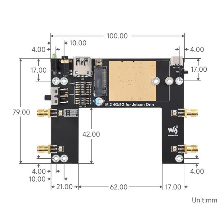 WAVESHARE 5G / 4G / 3G Module, Includes RM520N-GL Module, Supports 5G NSA And SA Networking, GNSS Positioning, 32256