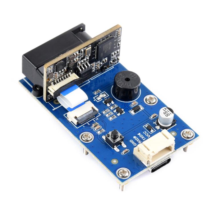 WAVESHARE Barcode QR Code Scanning Module Type E Metal Casing DPM Code Reading Onboard USB UART Dual Interfaces, 32387