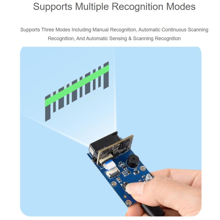 WAVESHARE Barcode QR Code Scanning Module Type E Metal Casing DPM Code Reading Onboard USB UART Dual Interfaces, 32387
