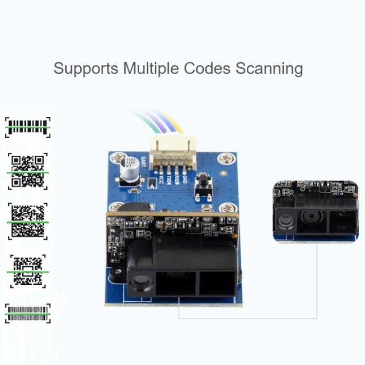 WAVESHARE Barcode QR Code Scanning Module Type E Metal Casing DPM Code Reading Onboard USB UART Dual Interfaces, 32387