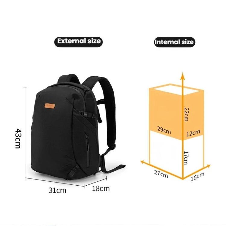 Cwatcun D248 Medium Camera Bag Waterproof High Capacity DSLR Digital Camera Backpack
