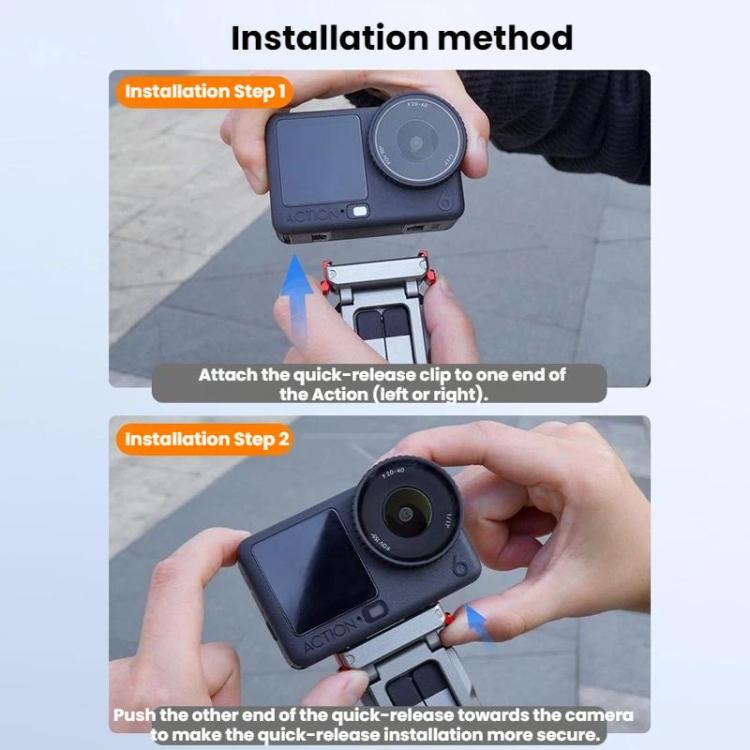 For DJI Osmo Action 6 / Nano Flymile Magnetic Quick-Release Tripod Bracket and Carabiner Clip, AC6035