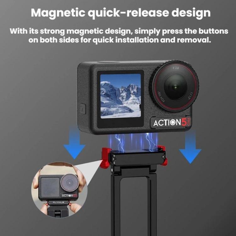 For DJI Osmo Action 3 / 4 / 5 Pro Magnetic Quick-Release Tripod Bracket with Carabiner Clip, AC5027